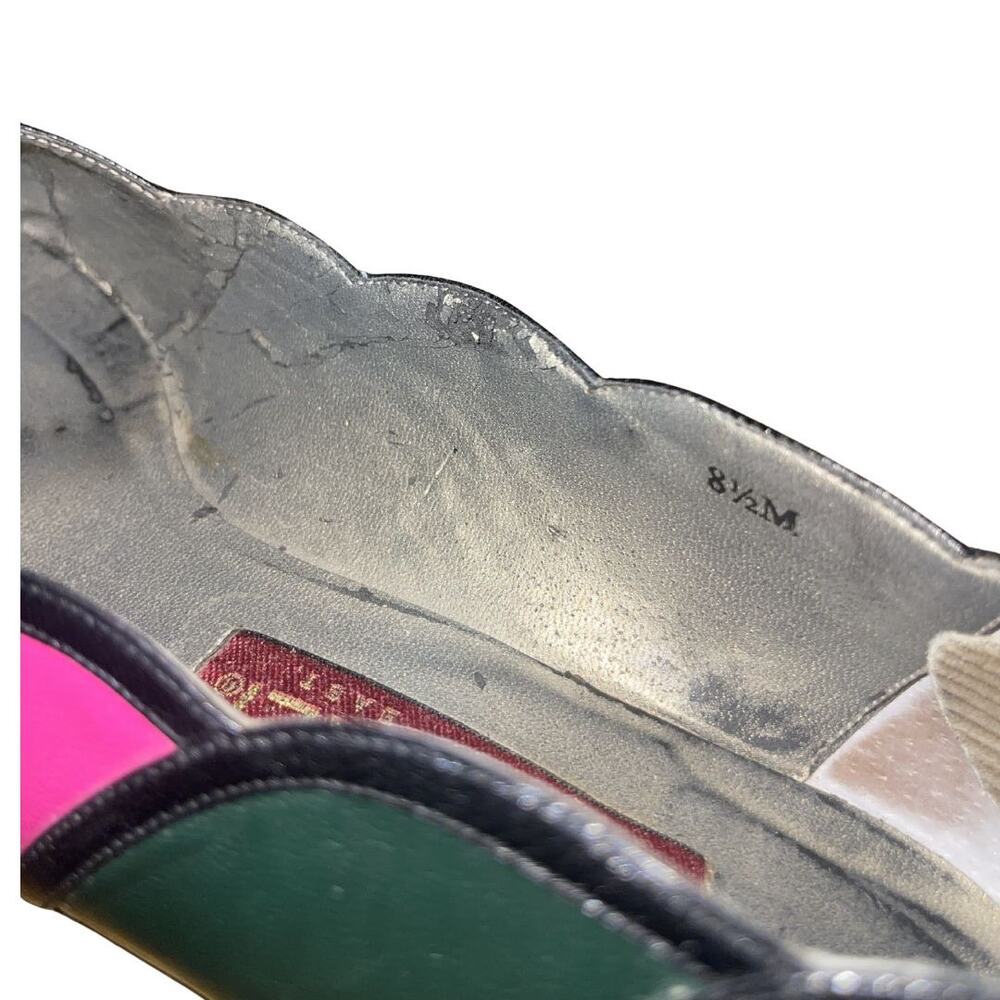 Vintage Van Eli Colorblock Patchwork Pumps 80s 90s Mid Heel Rainbow Retro SZ8.5 - Picture 6 of 6